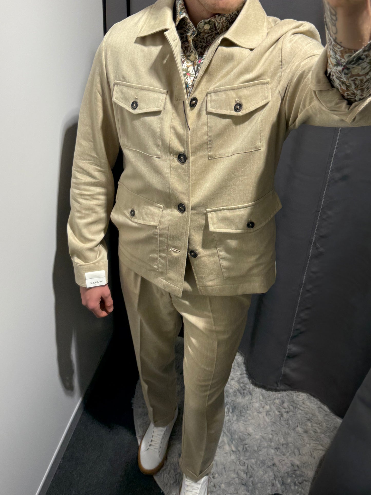 MARKUP Completo overshirt sahariana e pantalaccio in misto lino