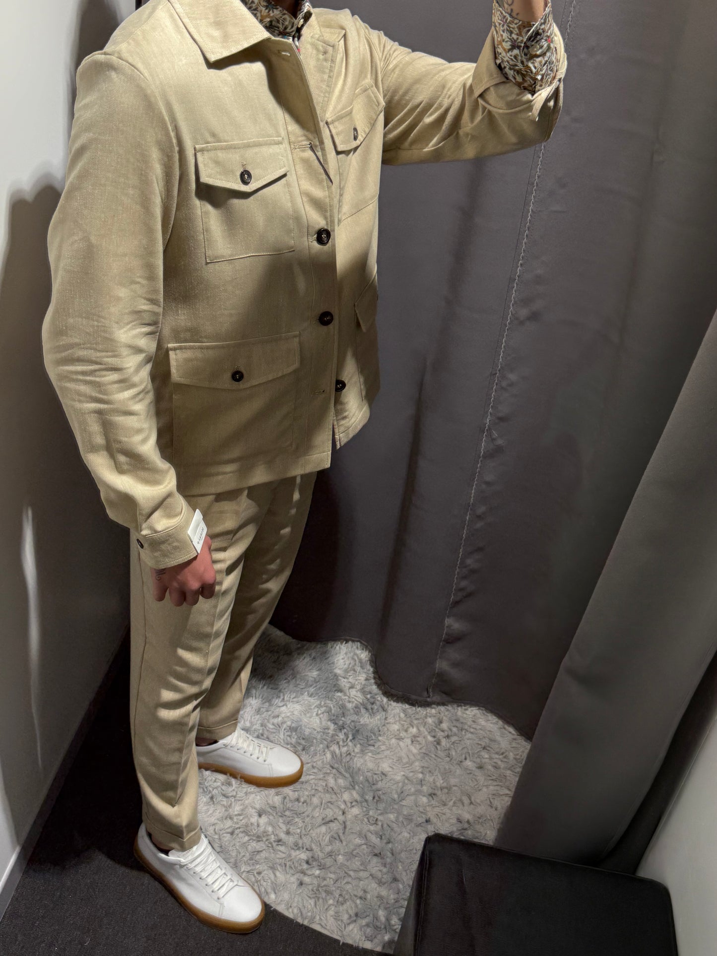 MARKUP Completo overshirt sahariana e pantalaccio in misto lino