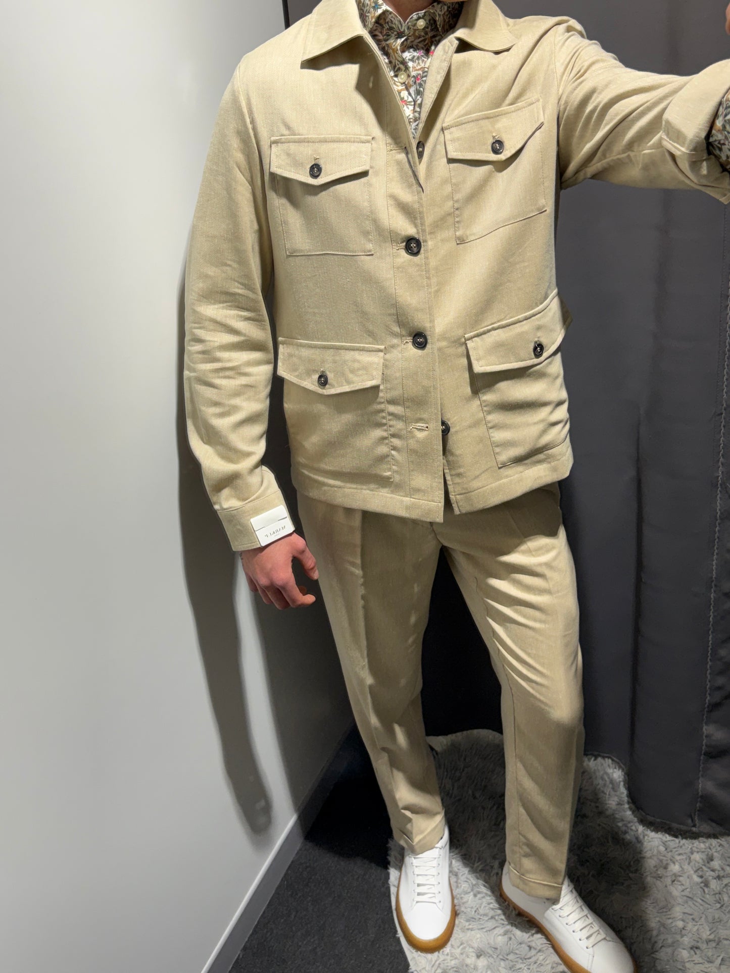 MARKUP Completo overshirt sahariana e pantalaccio in misto lino
