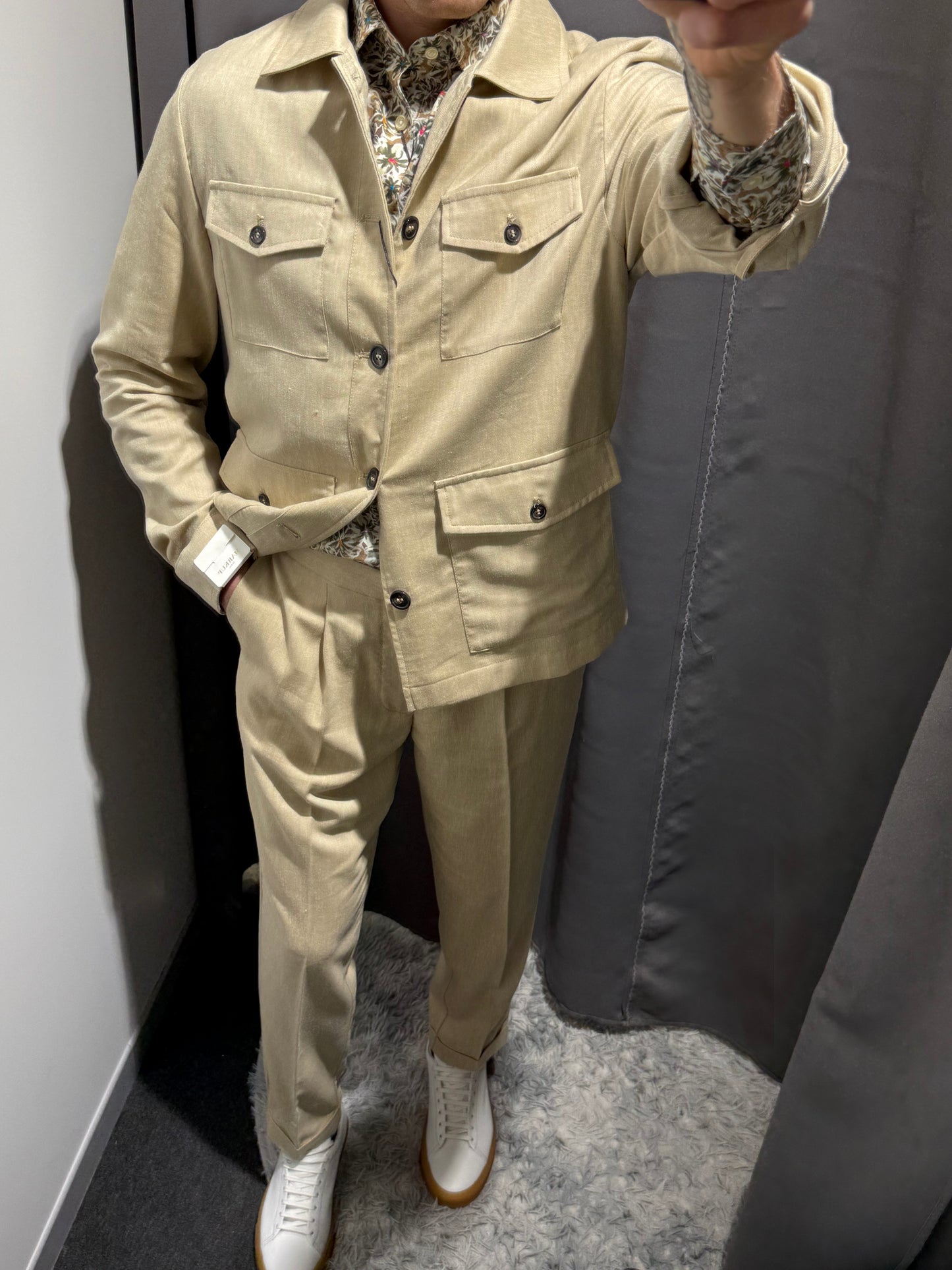 MARKUP Completo overshirt sahariana e pantalaccio in misto lino