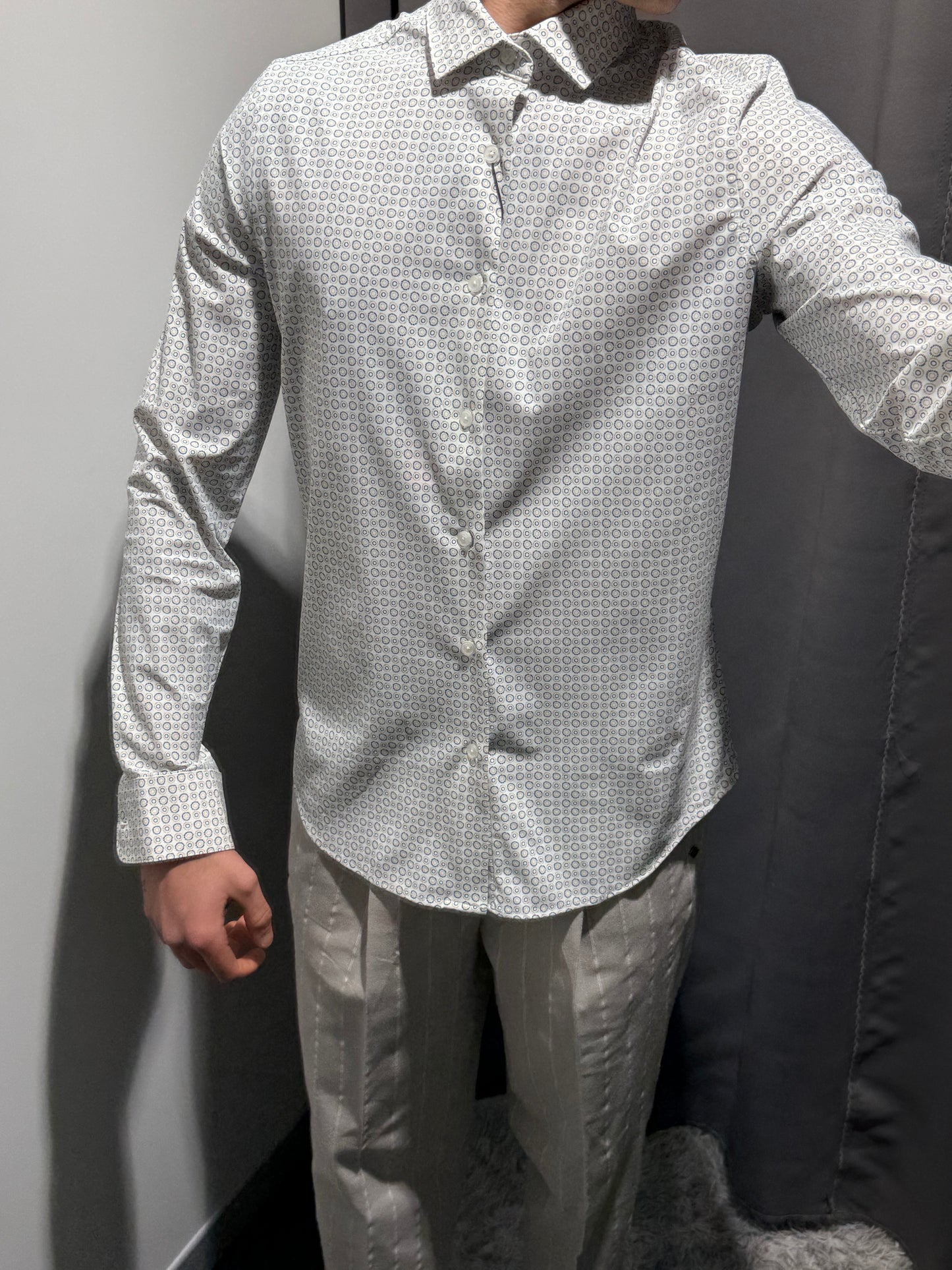 MARKUP Camicia collo italia fantasia geometrica in popeline stretch