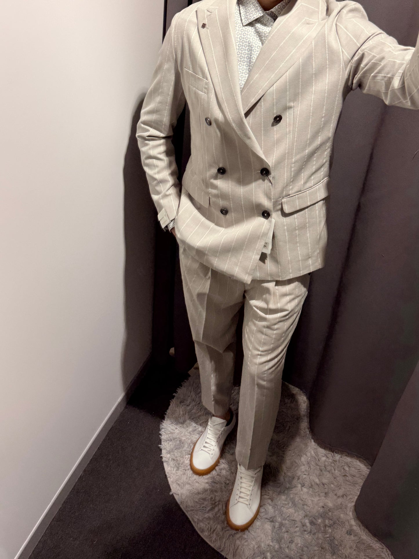 MARKUP Abito con giacca doppiopetto in misto lino