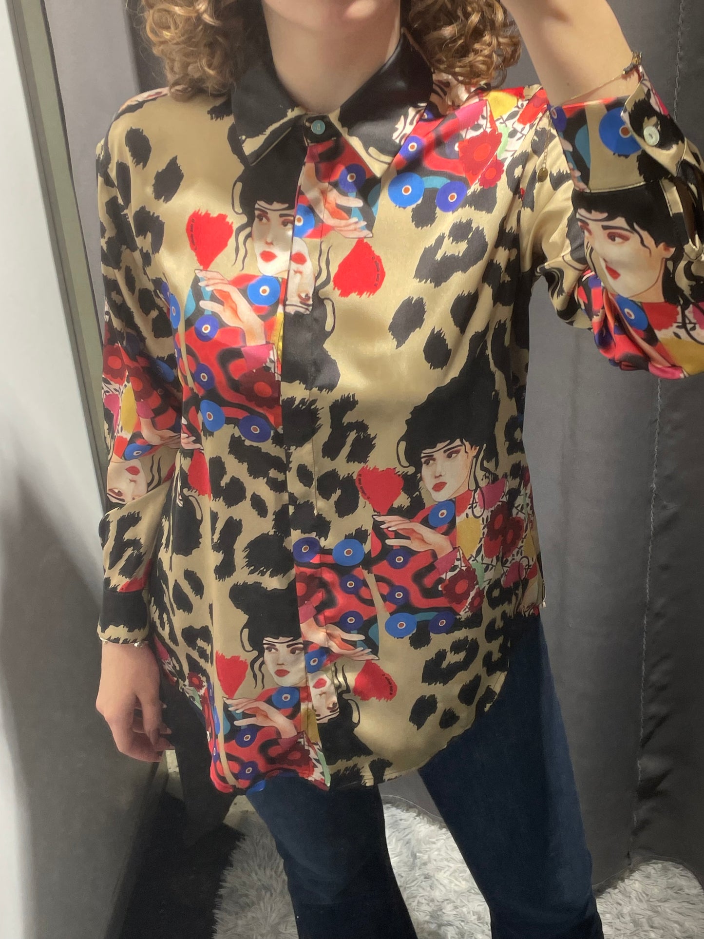 IL THE DELLE 5 Camicia stampa multicolor animalier volto donna