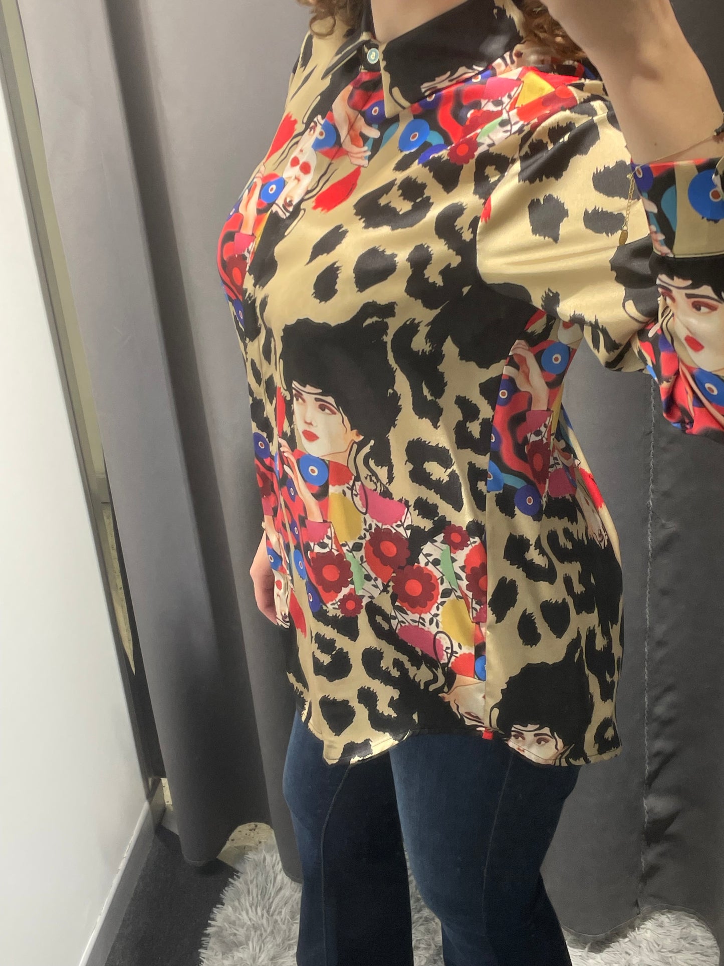 IL THE DELLE 5 Camicia stampa multicolor animalier volto donna