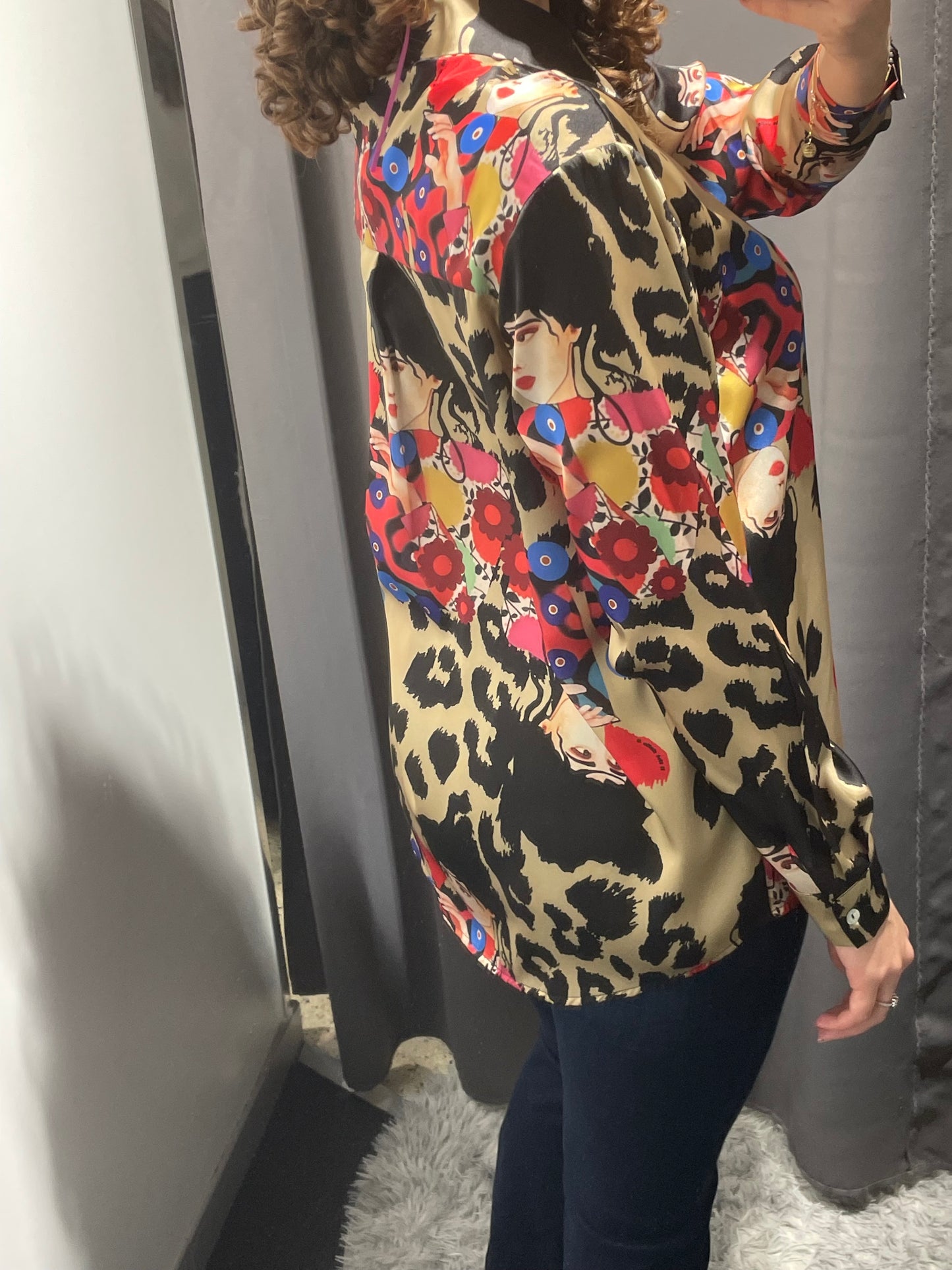 IL THE DELLE 5 Camicia stampa multicolor animalier volto donna