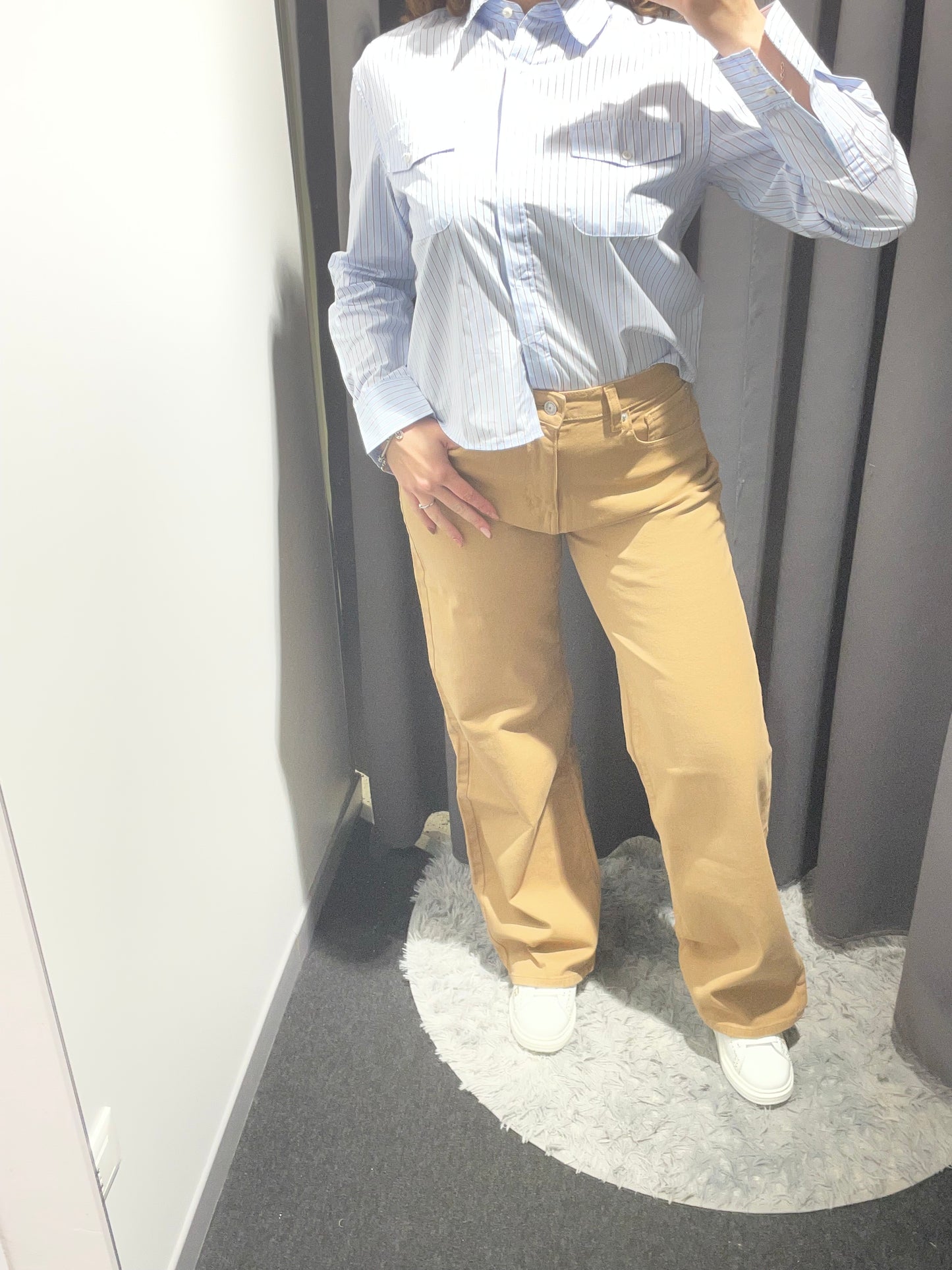 MARKUP Camicia taglio trapezio a bastoncini celeste