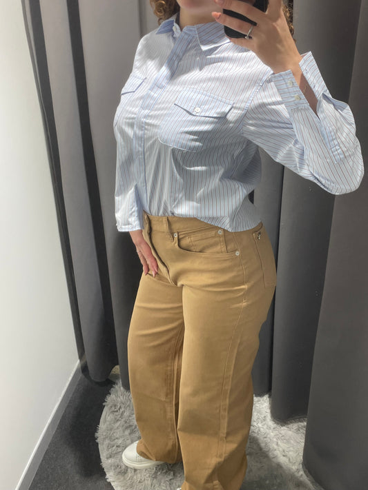 MARKUP Camicia taglio trapezio a bastoncini celeste