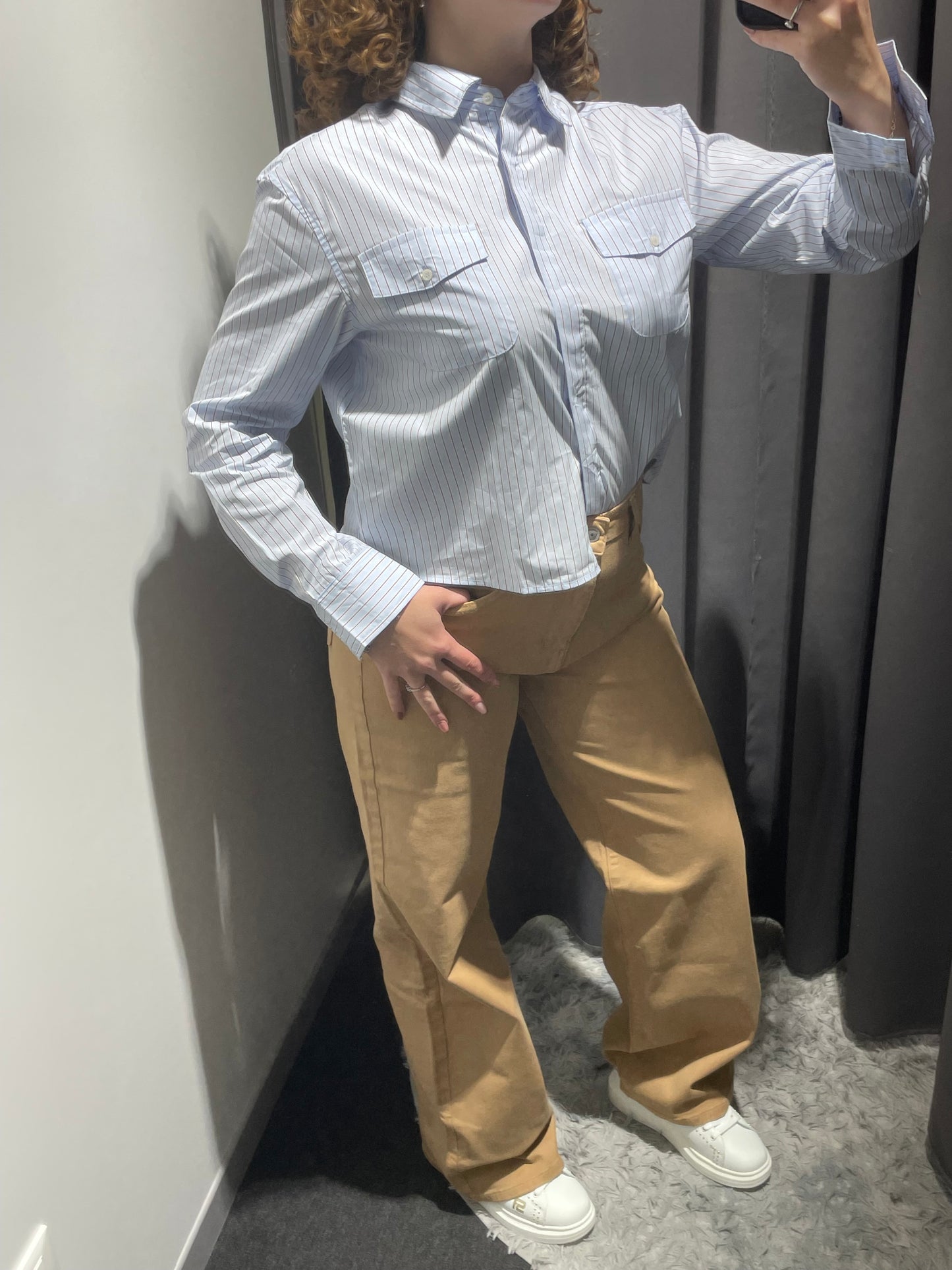 MARKUP Camicia taglio trapezio a bastoncini celeste