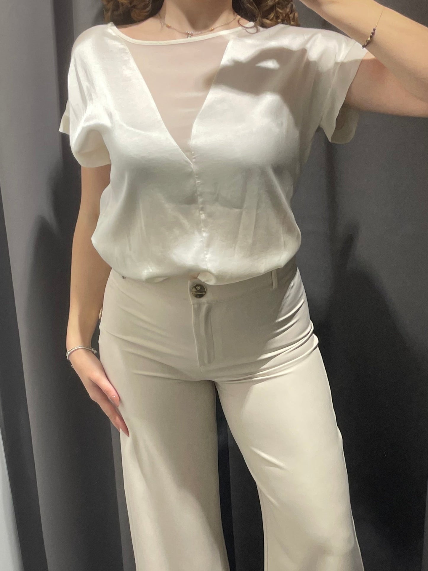 KOCCA Casacca in viscosa con inserto in organza panna