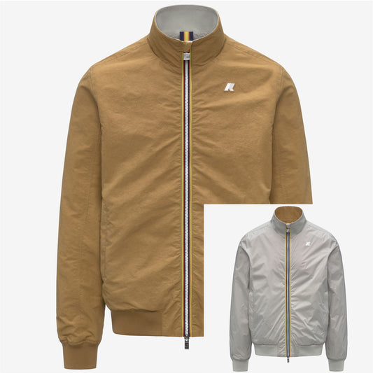 K-WAY Giubbotto senza cappuccio reversibile impermeabile ARSENE COTTON DOUBLE