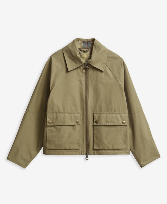 BARBOUR Giubbotto a trapezio donna TILDA in cotone sfoderato e inserti tartan