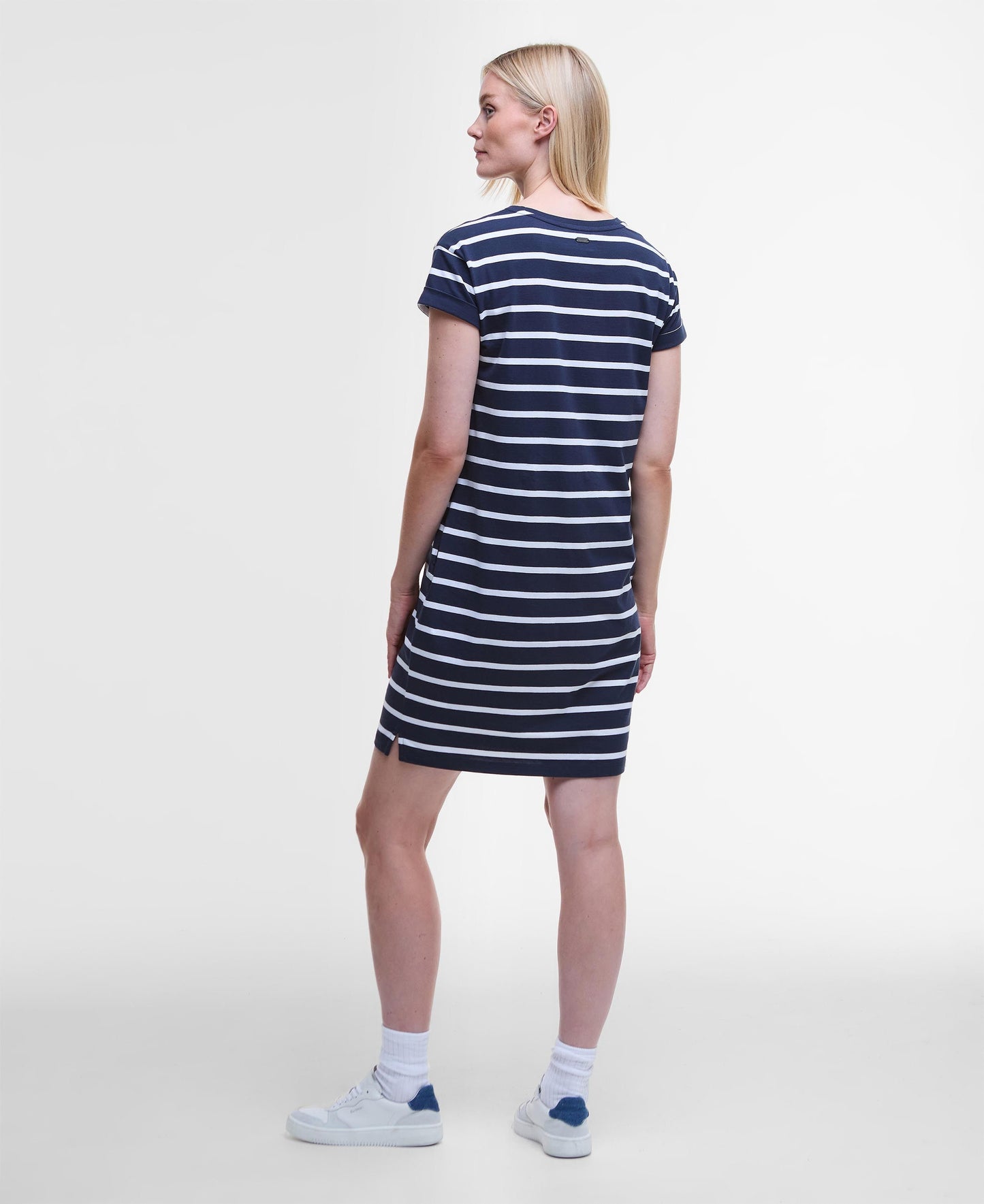 BARBOUR Vestito donna in jersey di cotone blu a righe bianche OTTERBURN