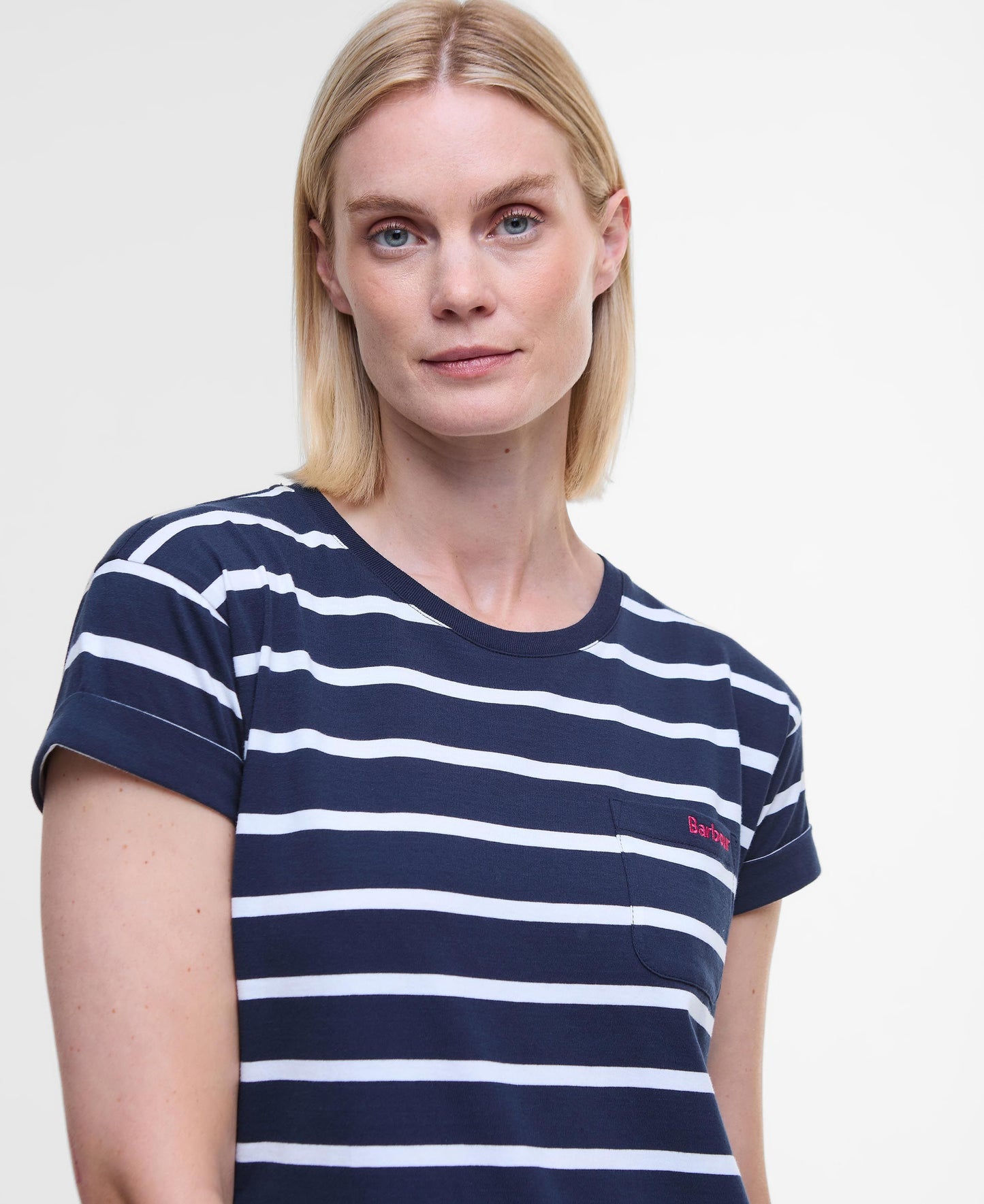 BARBOUR Vestito donna in jersey di cotone blu a righe bianche OTTERBURN