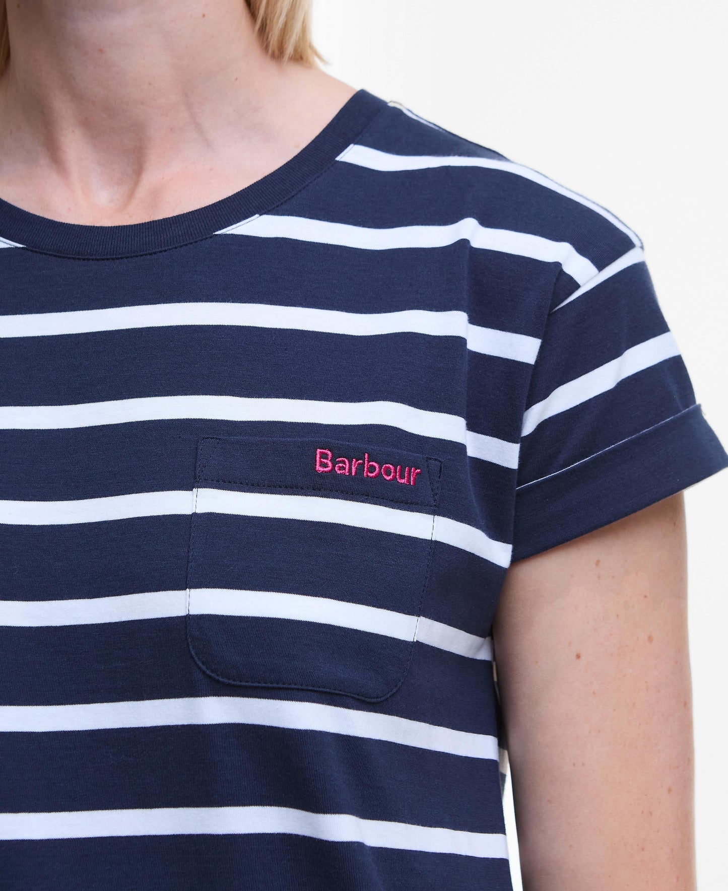 BARBOUR Vestito donna in jersey di cotone blu a righe bianche OTTERBURN