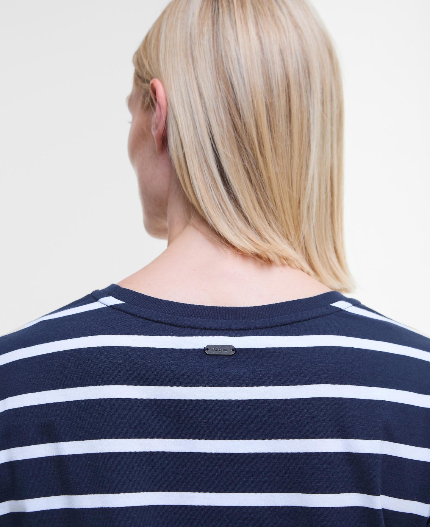 BARBOUR Vestito donna in jersey di cotone blu a righe bianche OTTERBURN