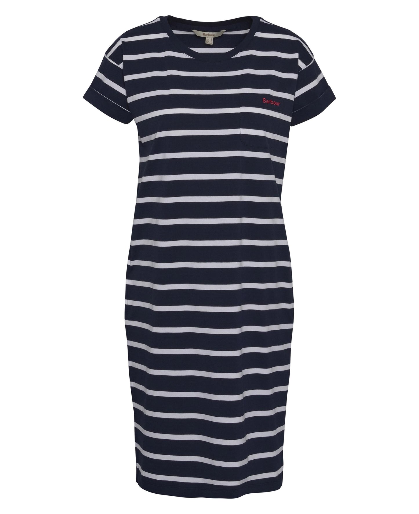 BARBOUR Vestito donna in jersey di cotone blu a righe bianche OTTERBURN