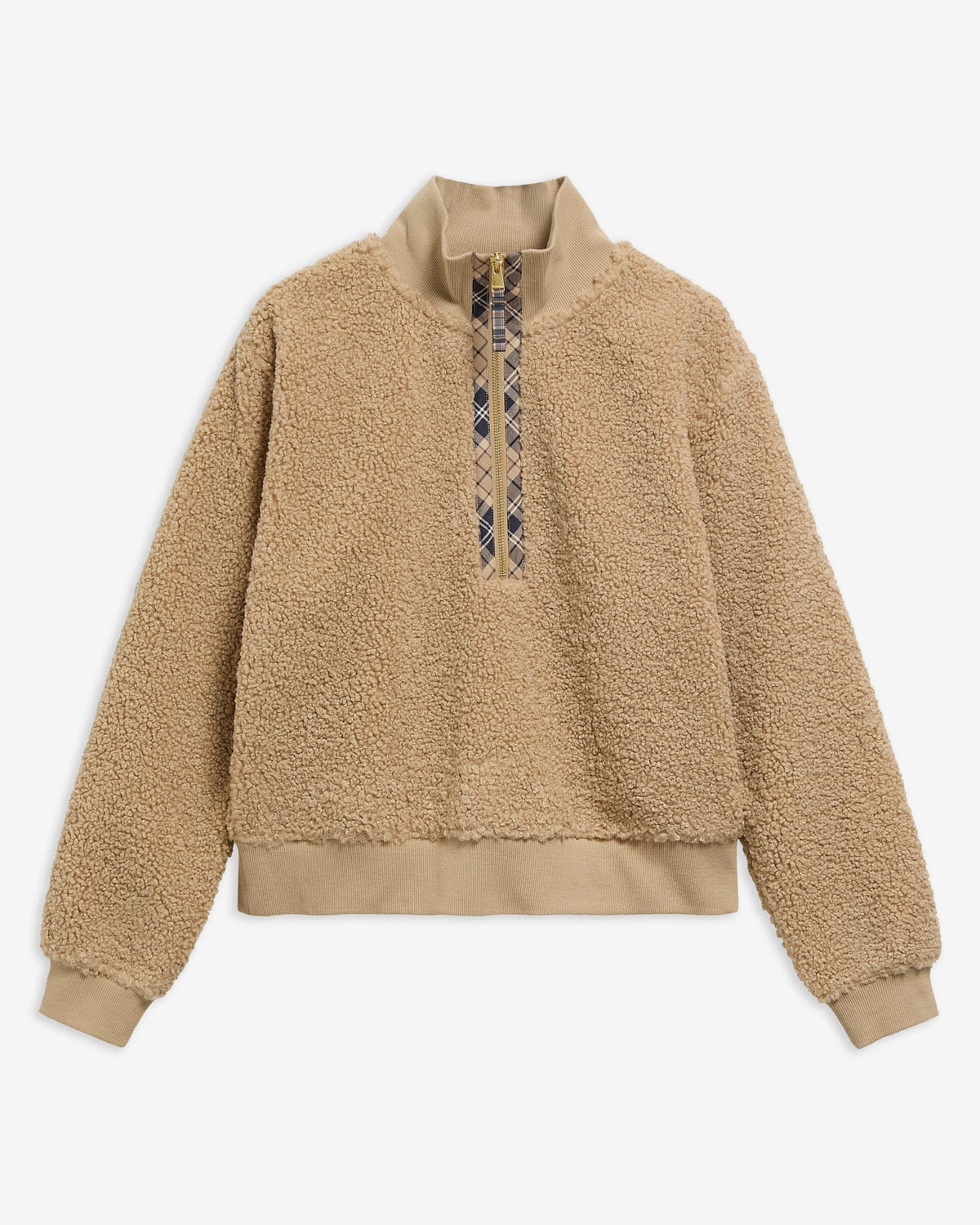 BARBOUR Felpa Giubbotto in pile FAWNE FLEECE orsetto beige mezza zip