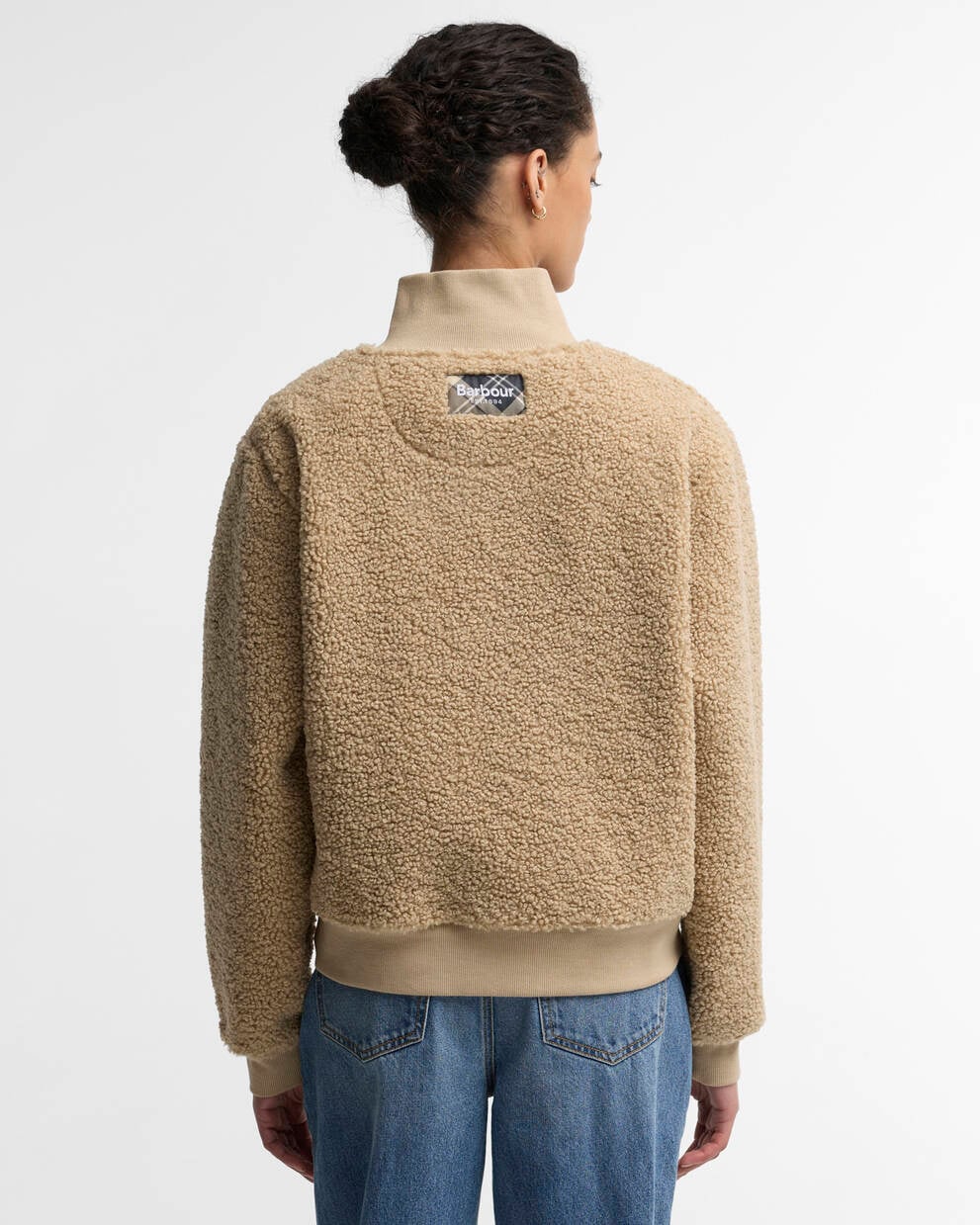 BARBOUR Felpa Giubbotto in pile FAWNE FLEECE orsetto beige mezza zip