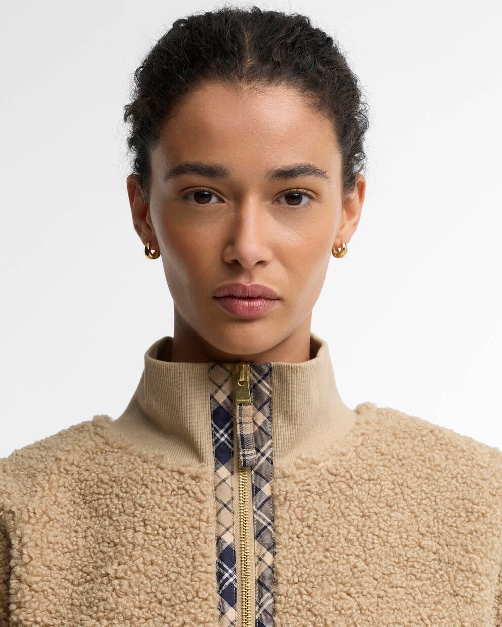BARBOUR Felpa Giubbotto in pile FAWNE FLEECE orsetto beige mezza zip