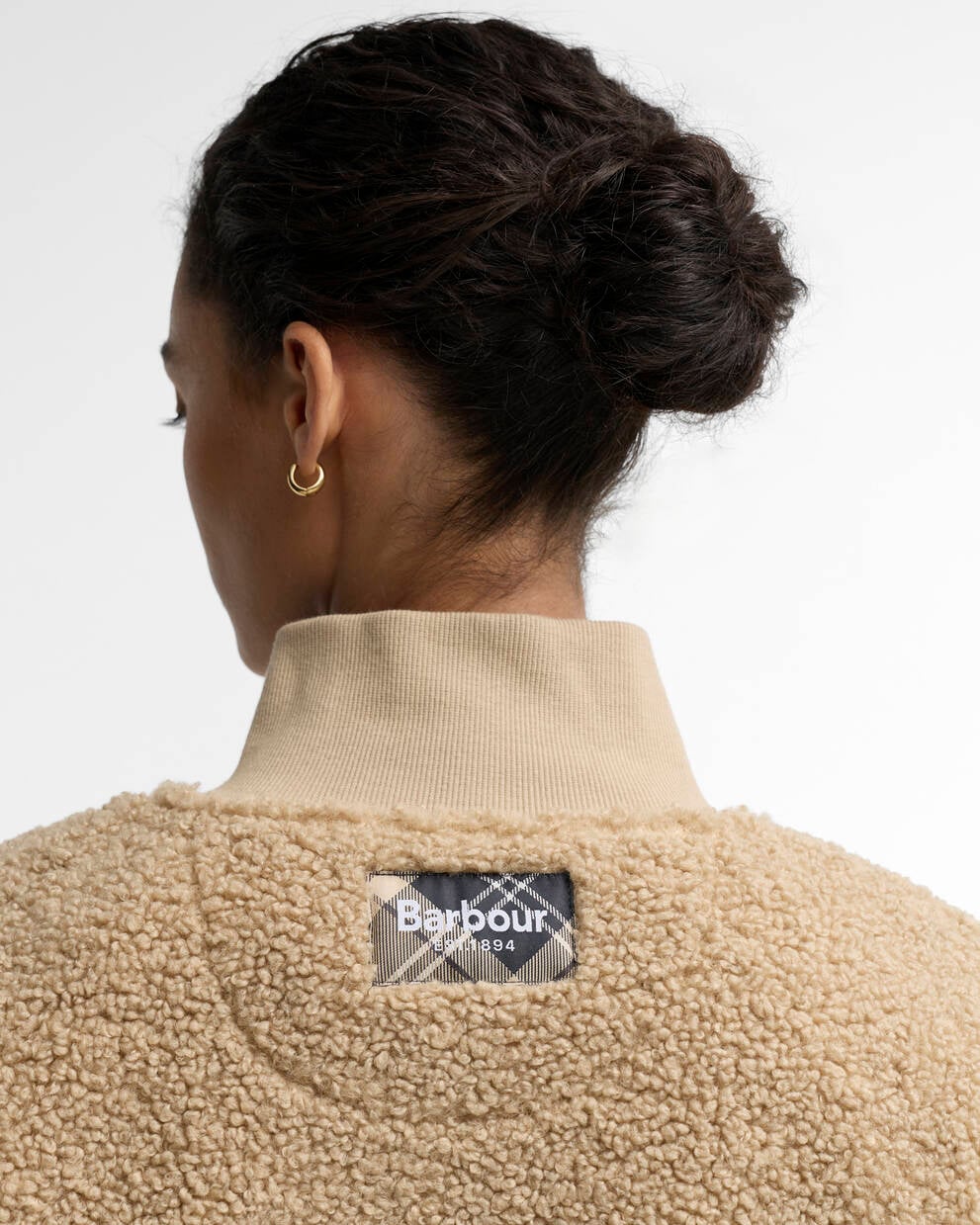 BARBOUR Felpa Giubbotto in pile FAWNE FLEECE orsetto beige mezza zip