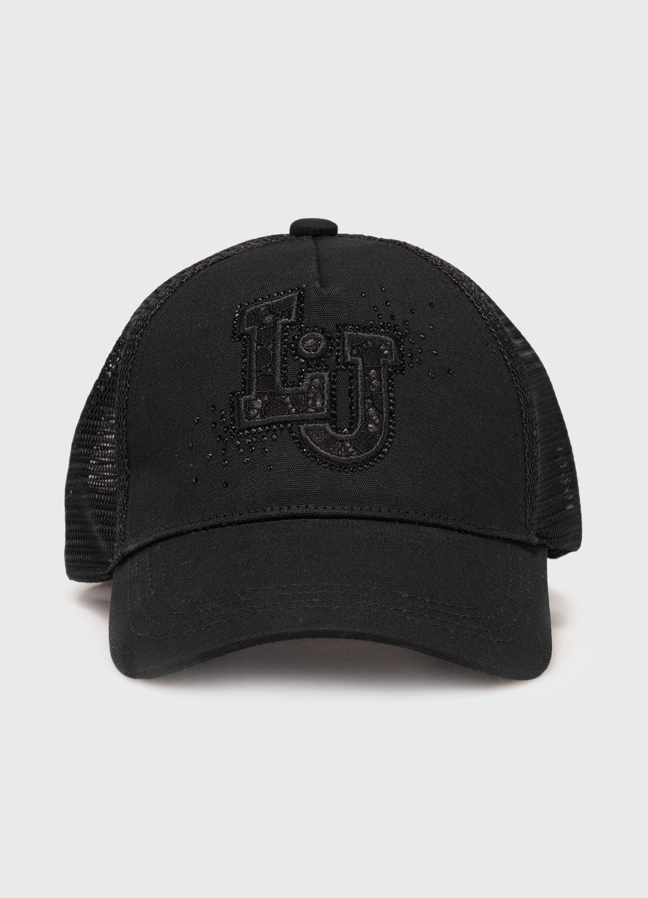 LIU JO Cappello con visiera nera e logo con strass