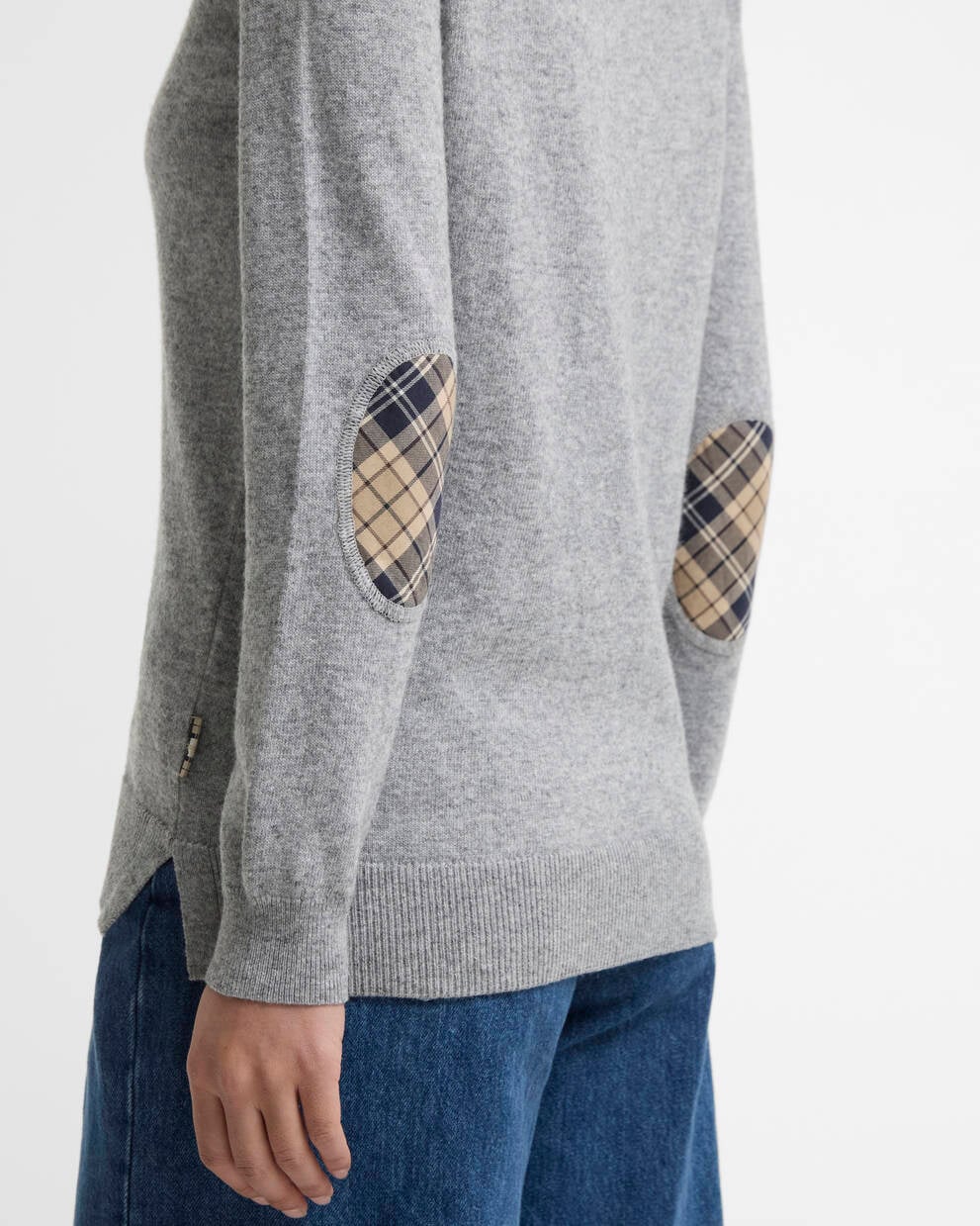 BARBOUR Maglia girocollo con toppe ai gomiti tartan PENDLE CREW KNIT