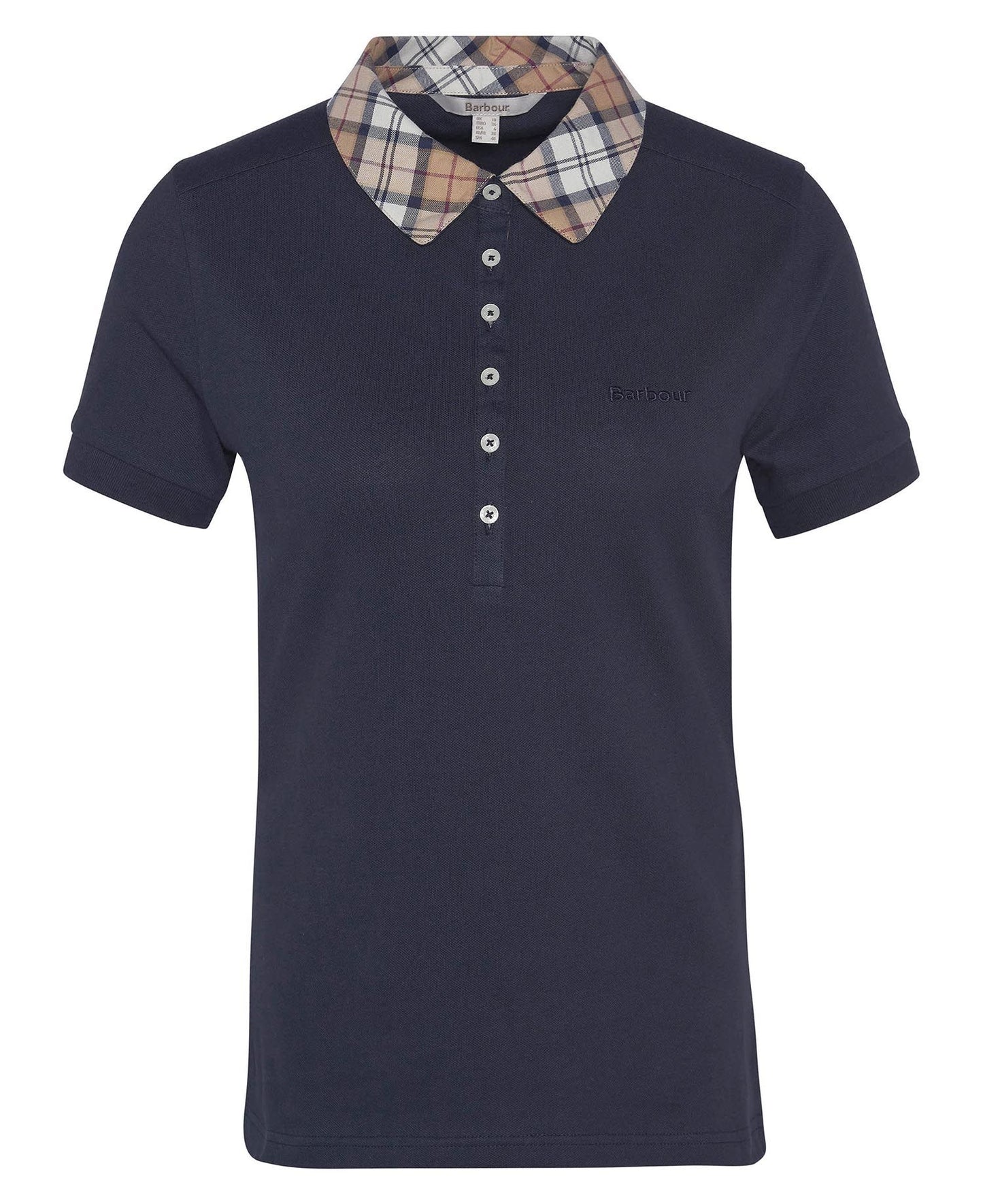BARBOUR Polo maniche corte donna con colletto in contrasti tartan MALVERN