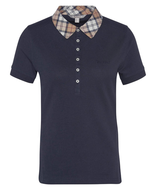 BARBOUR Polo maniche corte donna con colletto in contrasti tartan MALVERN