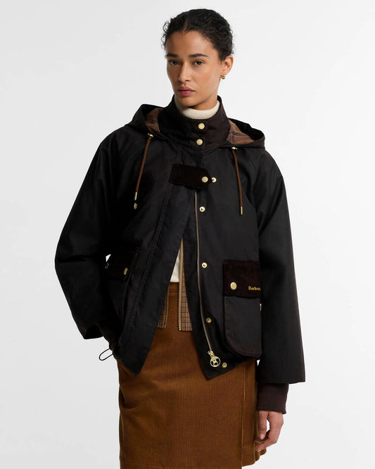 BARBOUR GIubbotto donna cerato con cappuccio WILLOMERE WAX JACKET