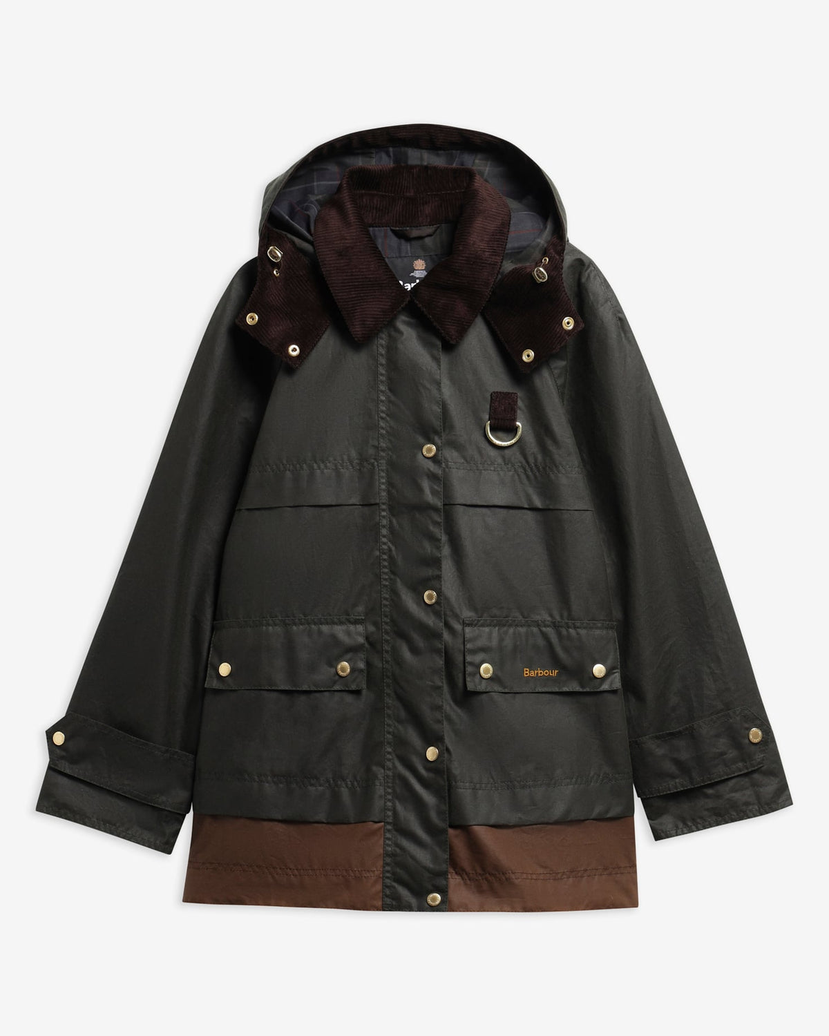 BARBOUR Giubbotto cerato con balza in contrasto WRENWOOD WAX JACKET