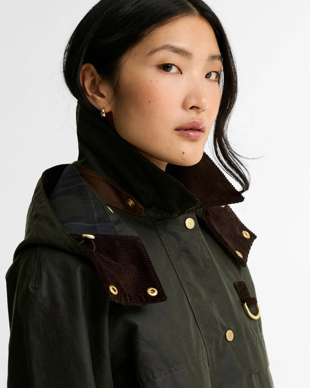 BARBOUR Giubbotto cerato con balza in contrasto WRENWOOD WAX JACKET