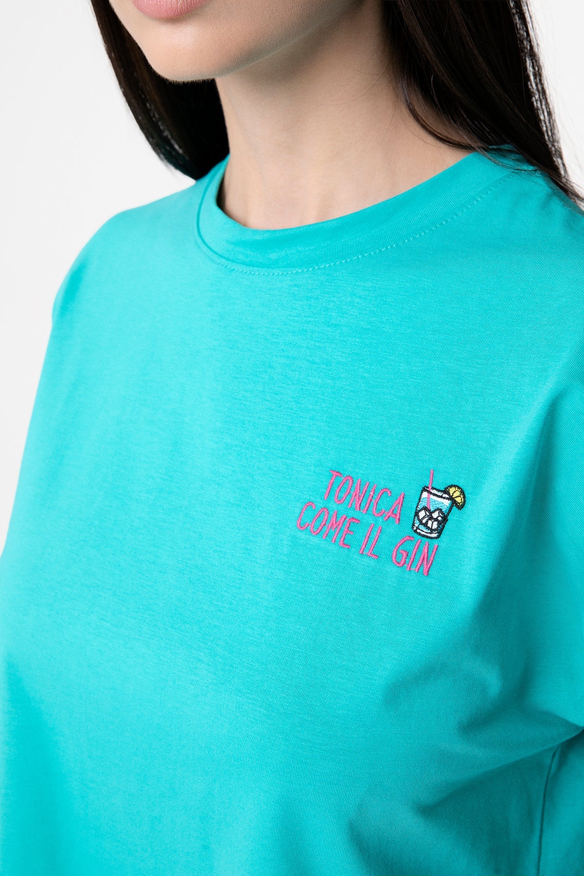 SUPERCULTURE CLOTHING T-Shirt girocollo con ricamo TONICA COME IL GIN