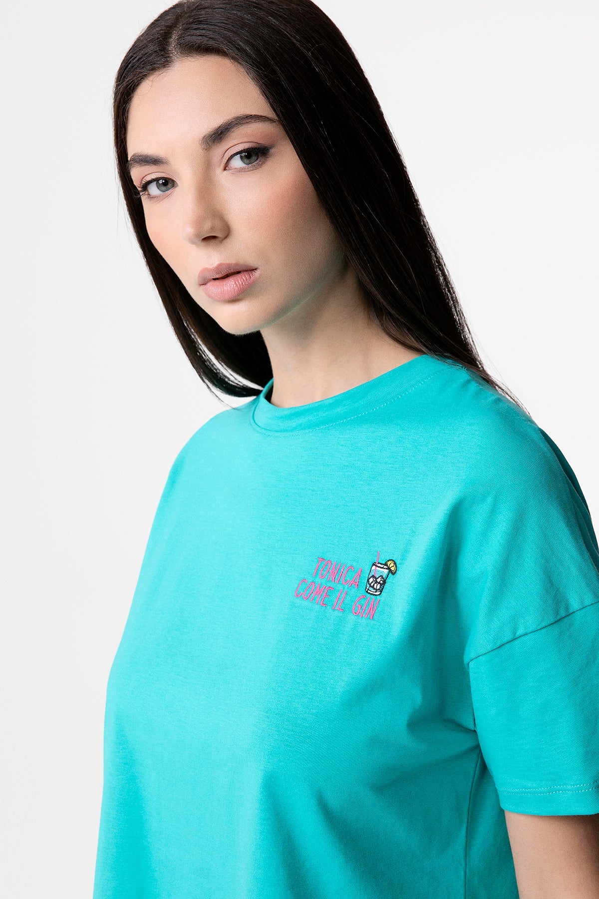 SUPERCULTURE CLOTHING T-Shirt girocollo con ricamo TONICA COME IL GIN