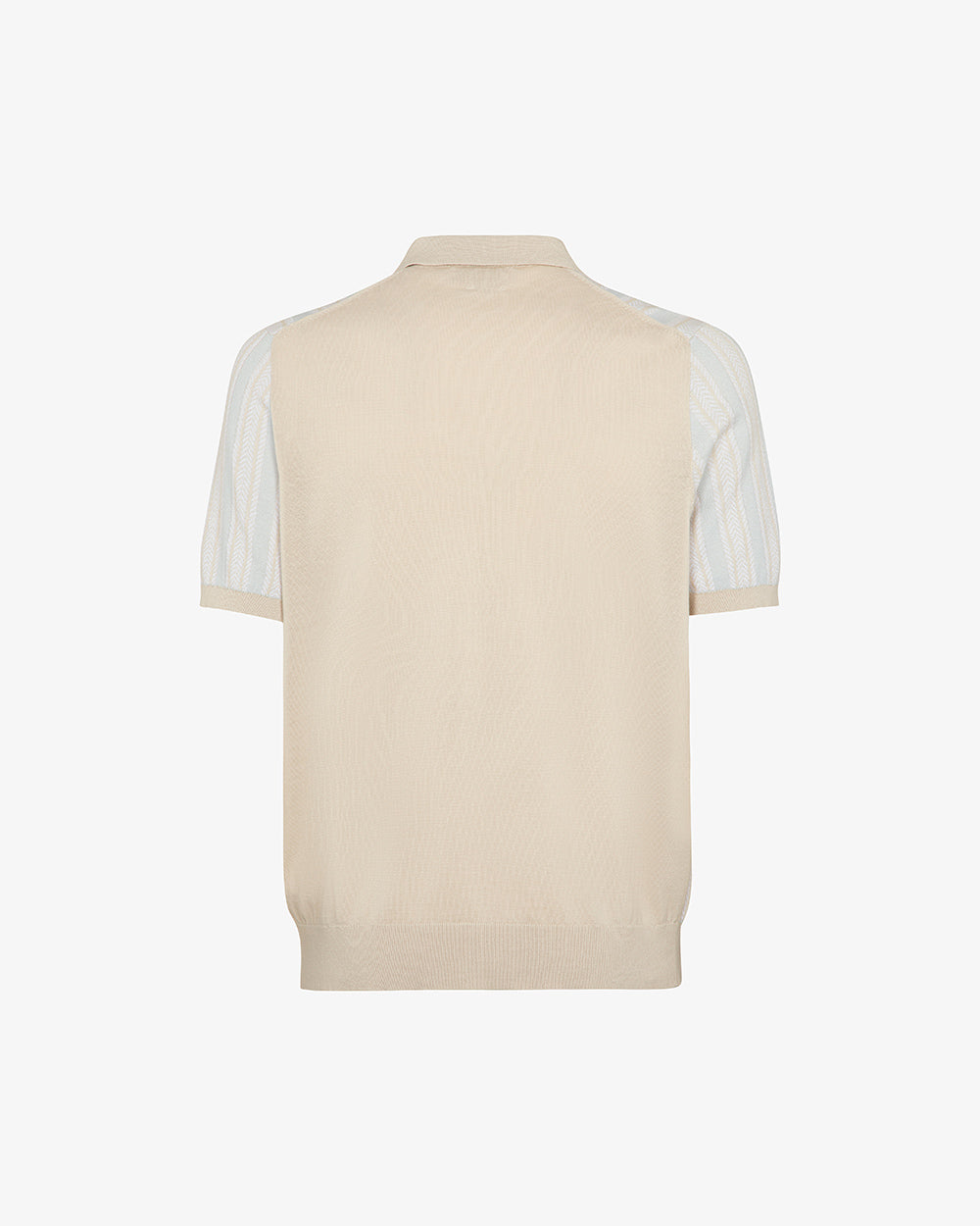 MARKUP Camicia maniche corte strutturata in filo di cotone beige e celeste