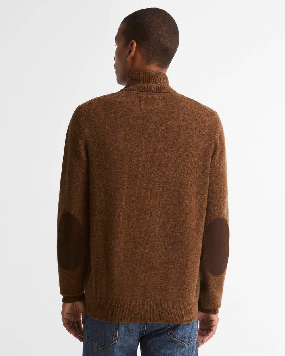 BARBOUR Cardigan uomo in lana con zip e toppe