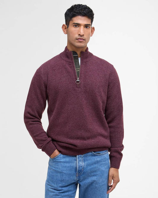 BARBOUR Maglia mezza zip con inserti tartan HOLDEN HALFZIP