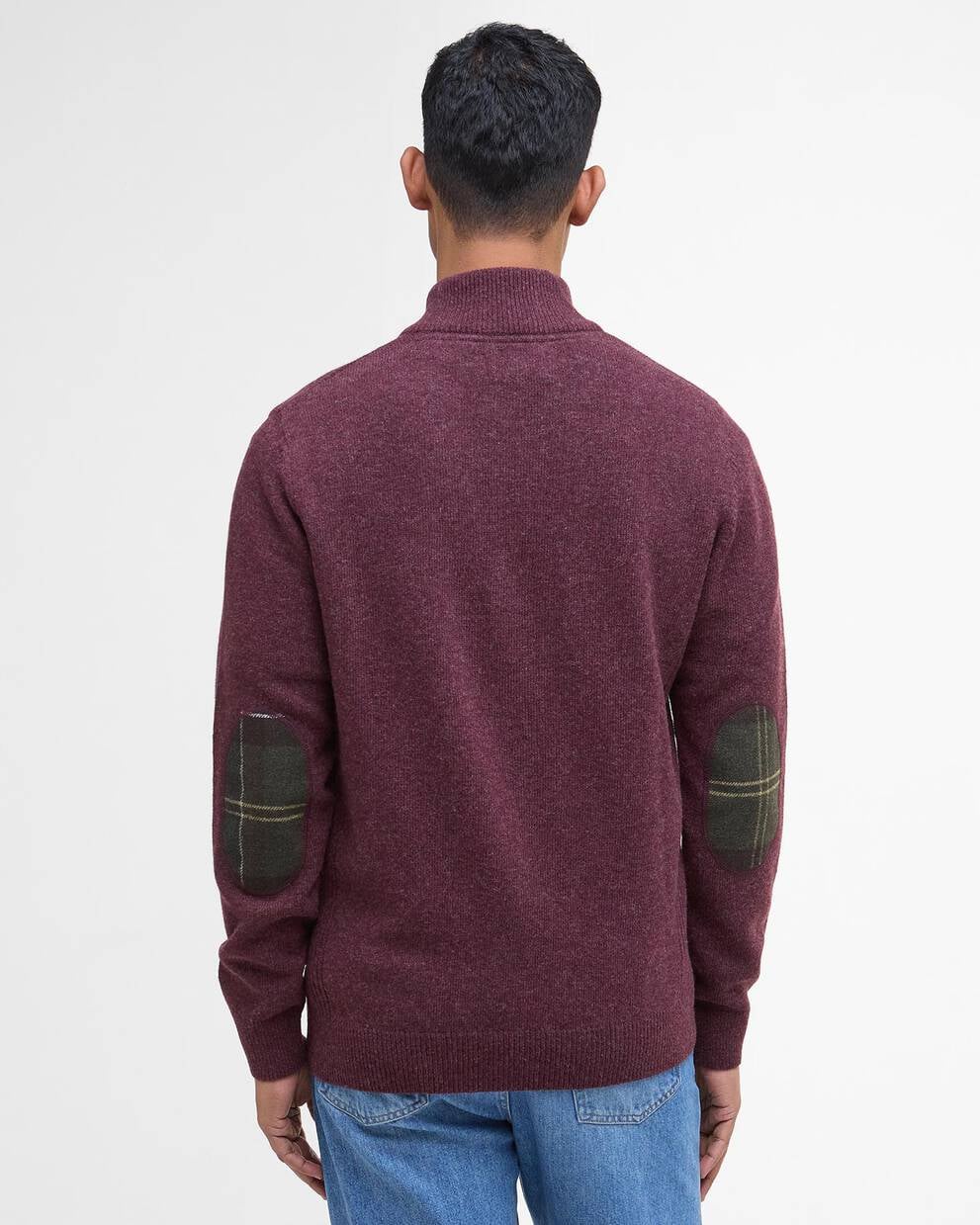 BARBOUR Maglia mezza zip con inserti tartan HOLDEN HALFZIP