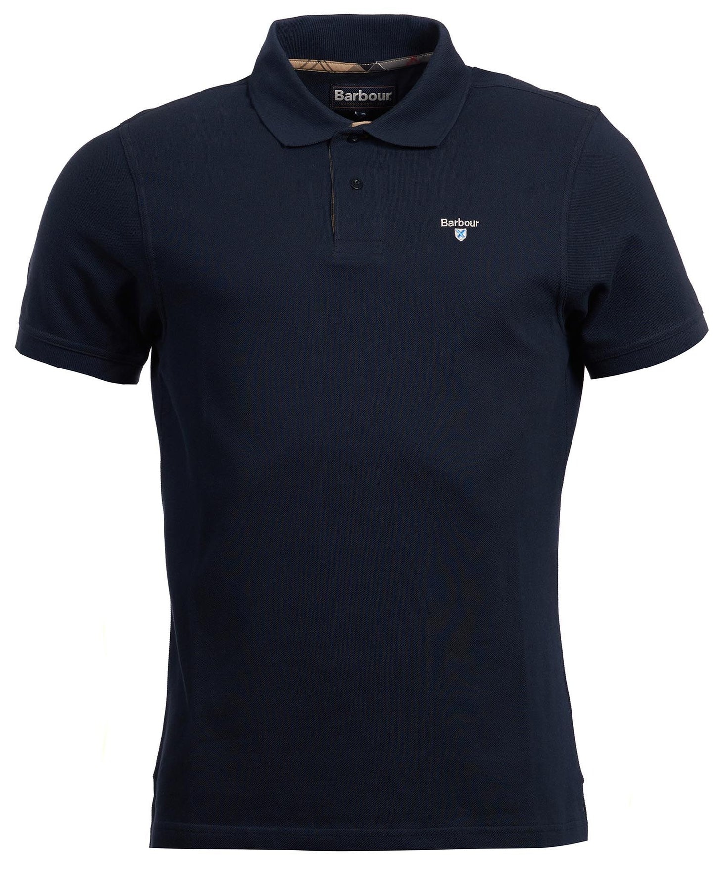 BARBOUR Polo uomo maniche corte in piquè con inserti tartan sotto ai bottoni e collo