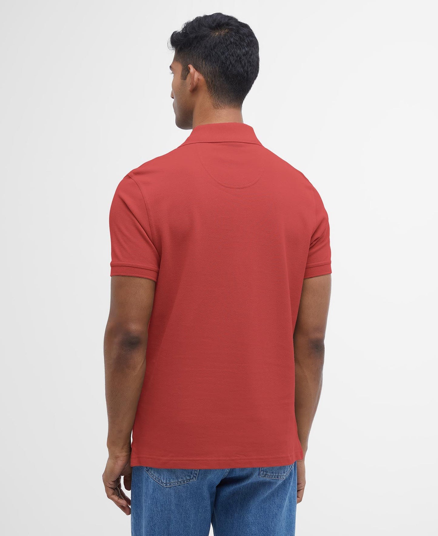 BARBOUR Polo uomo maniche corte in piquè con inserti tartan sotto ai bottoni e collo