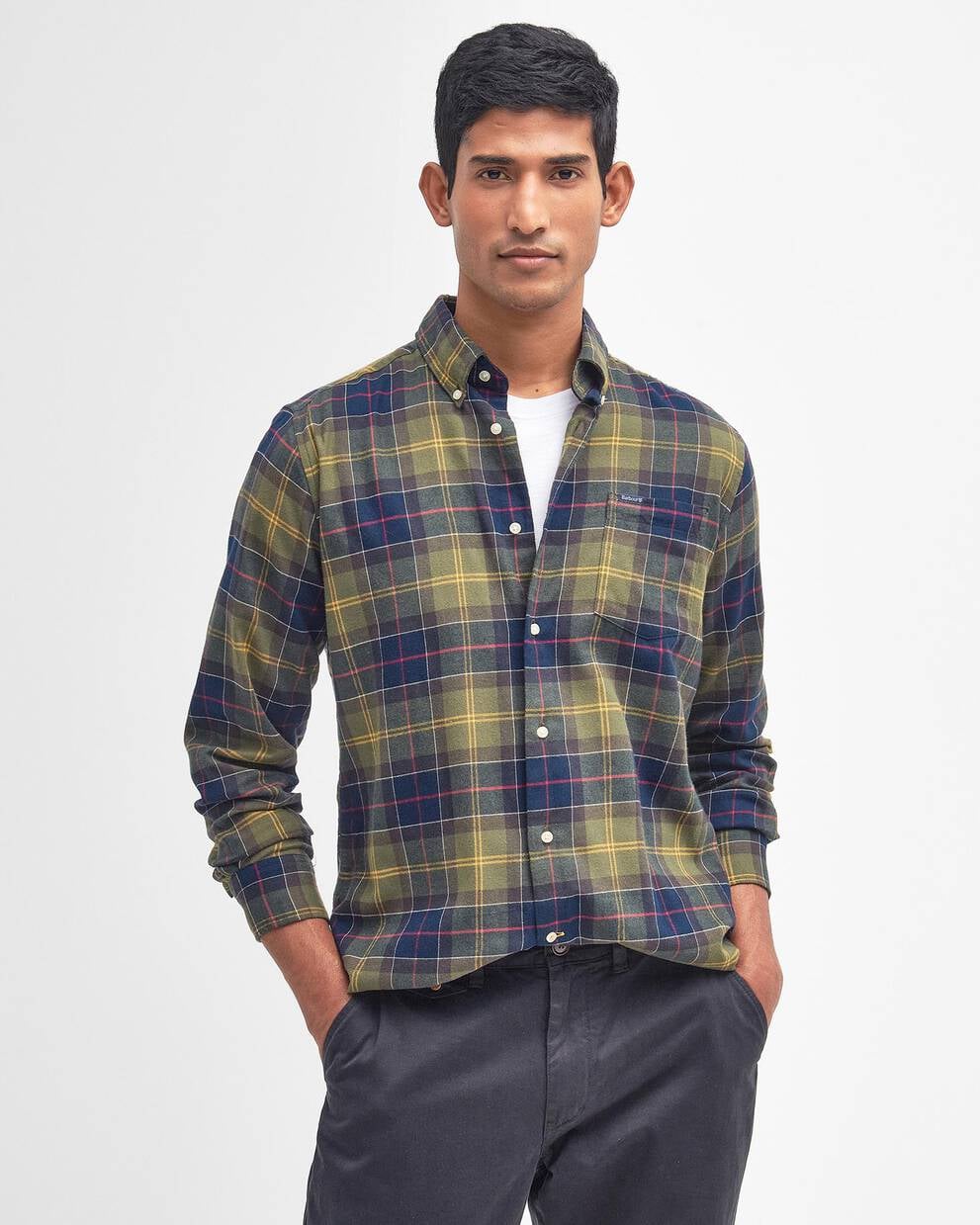 BARBOUR Camicia da uomo in tartan verde FORTROSE TAILORED