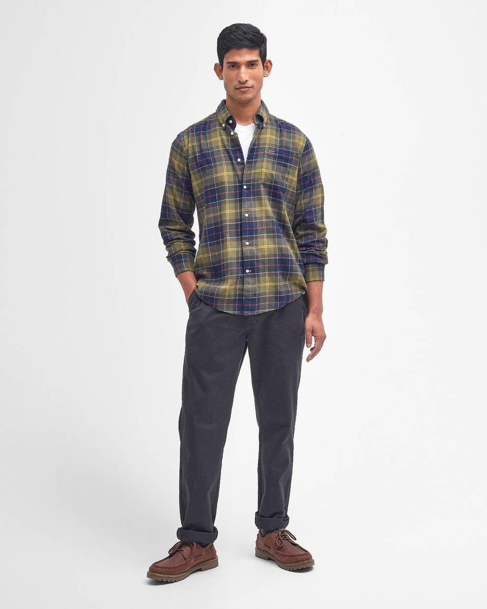 BARBOUR Camicia da uomo in tartan verde FORTROSE TAILORED
