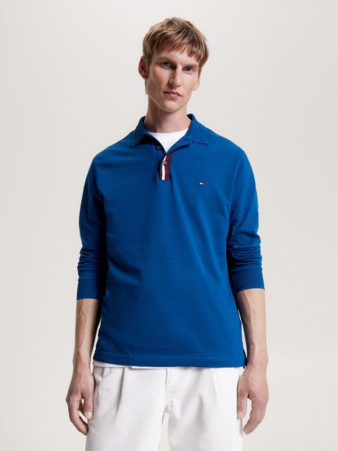 TOMMY HILFIGER Polo manche lunghe uomo con colletto e polsini a nido d'ape REGULAR FIT