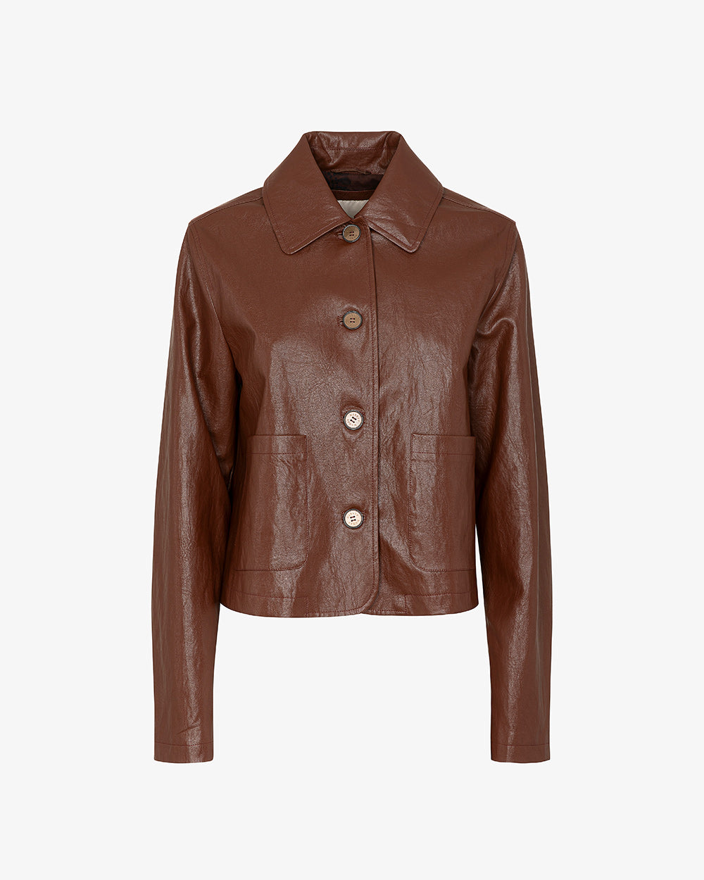 MARKUP Giacca in ecopelle con bottoni e taschine frontali cacao