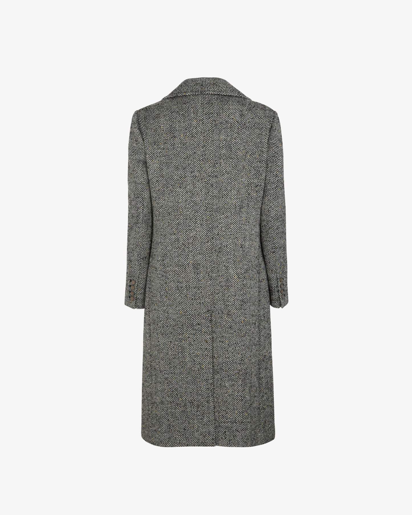 MARKUP Cappotto donna rescato panna nero con dettagli senape