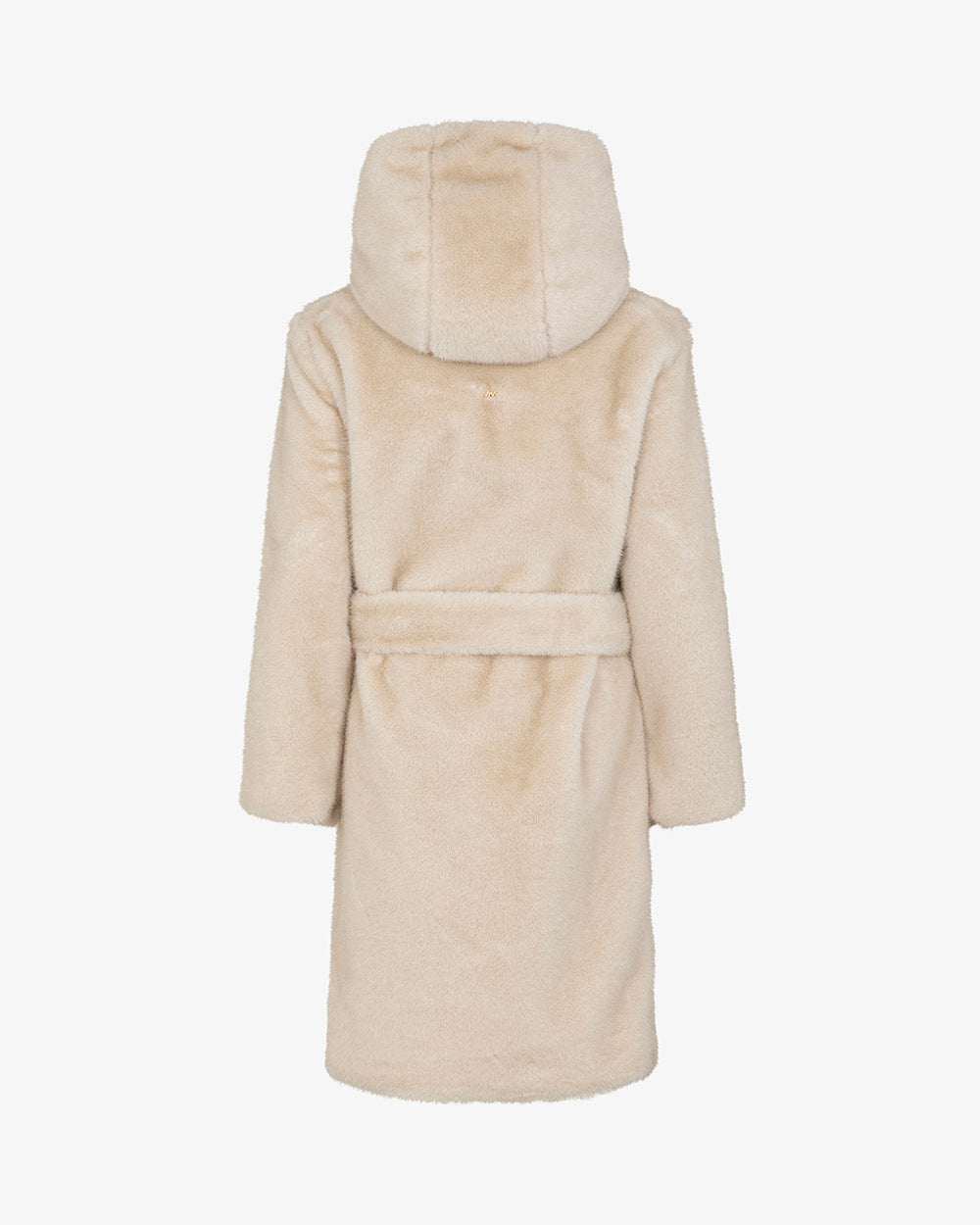 MARKUP Cappotto in ecopelliccia con cappuccio e cinta