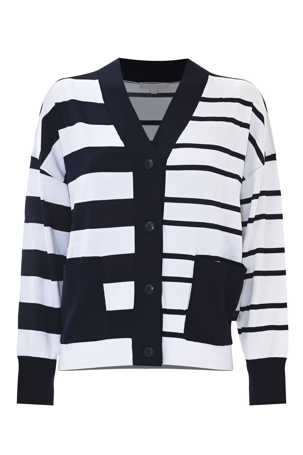 KOCCA Cardigan in filo bicolore a righe blu e bianco