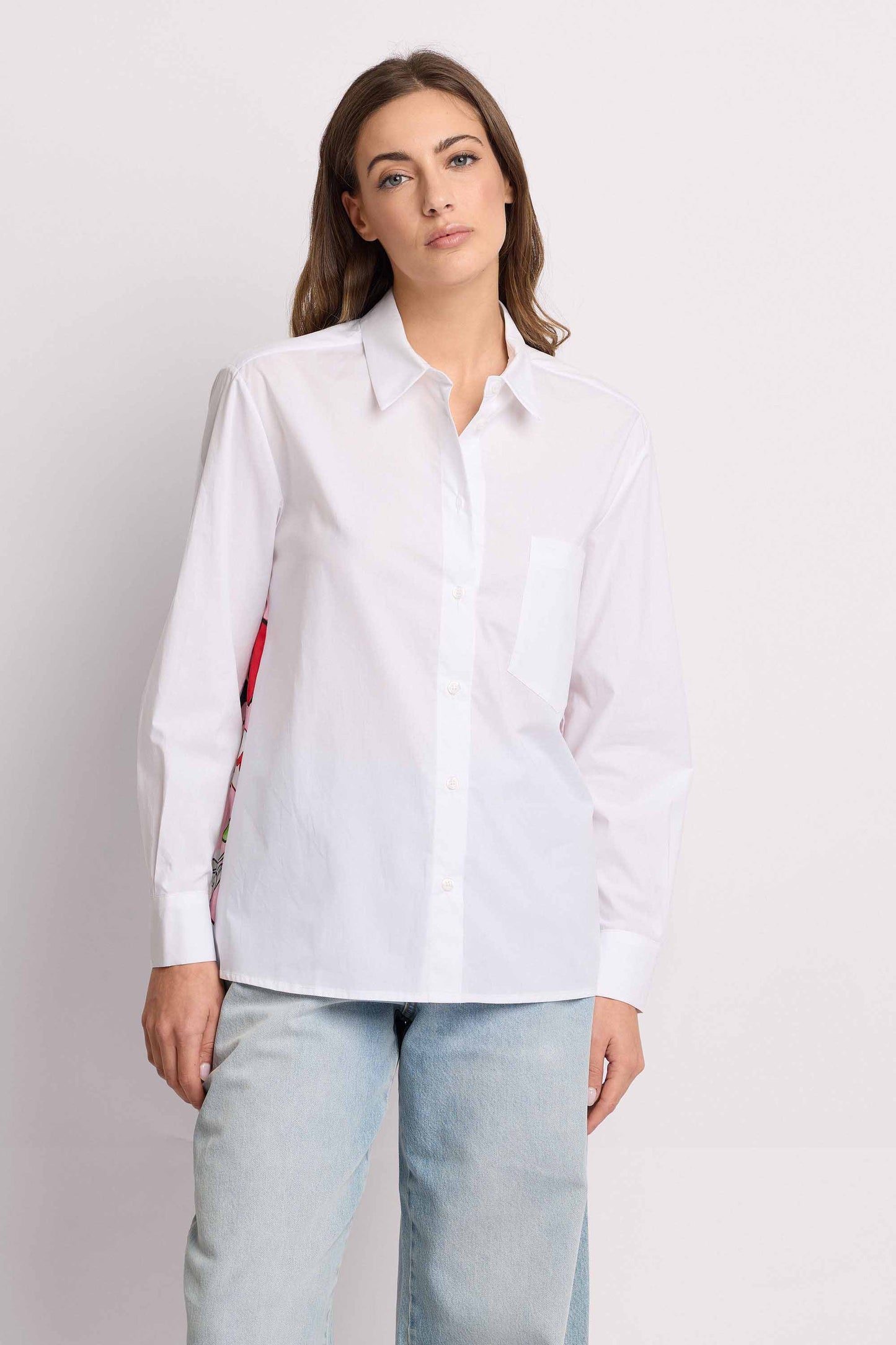KOCCA Camicia in popeline di cotone regular fit con stampa sulla schiena