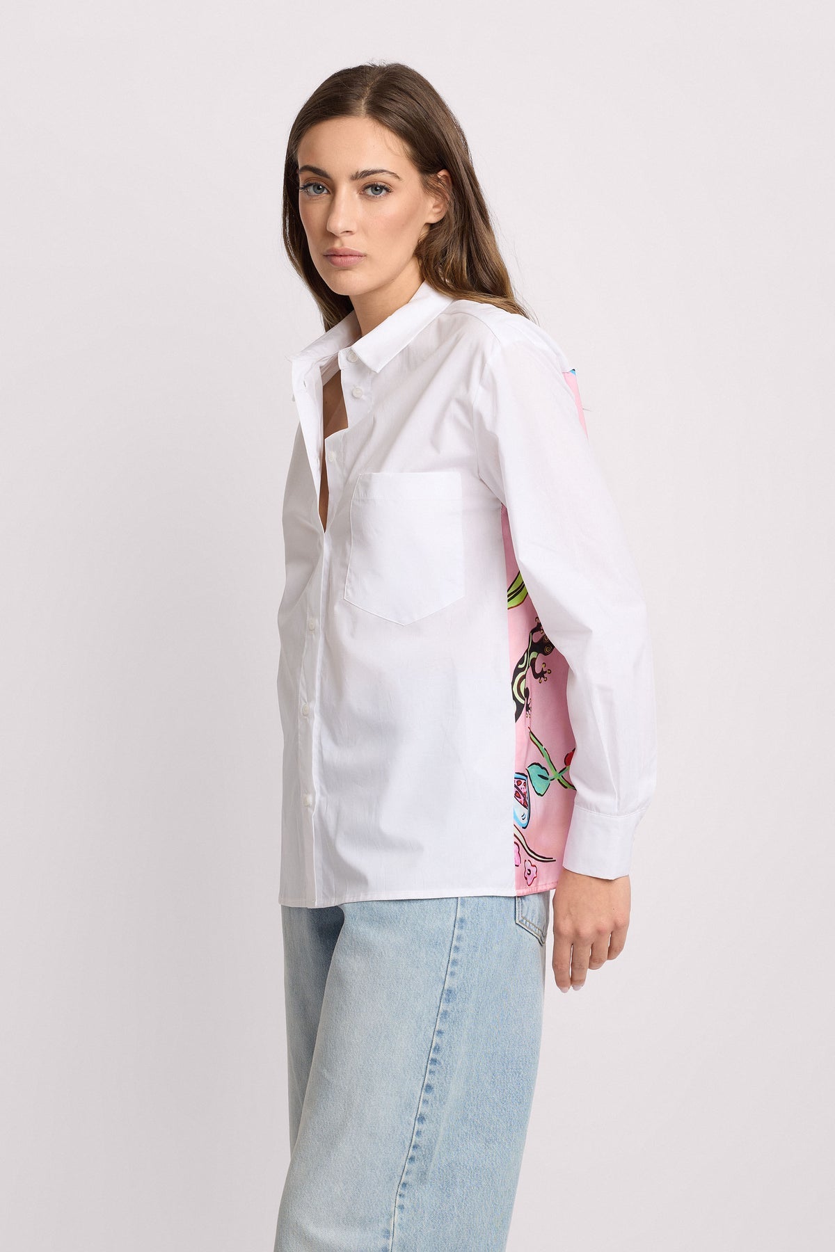 KOCCA Camicia in popeline di cotone regular fit con stampa sulla schiena