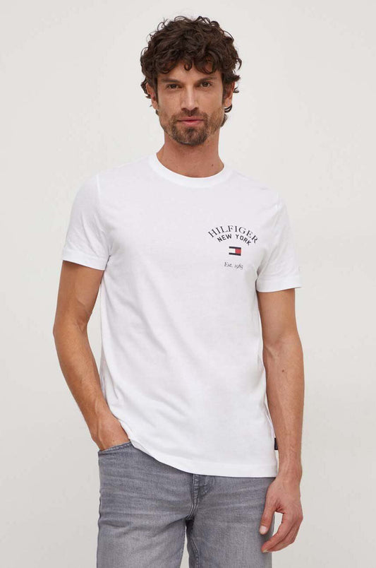 TOMMY HILFIGER T-Shirt maniche corte girocollo bianca con logo round