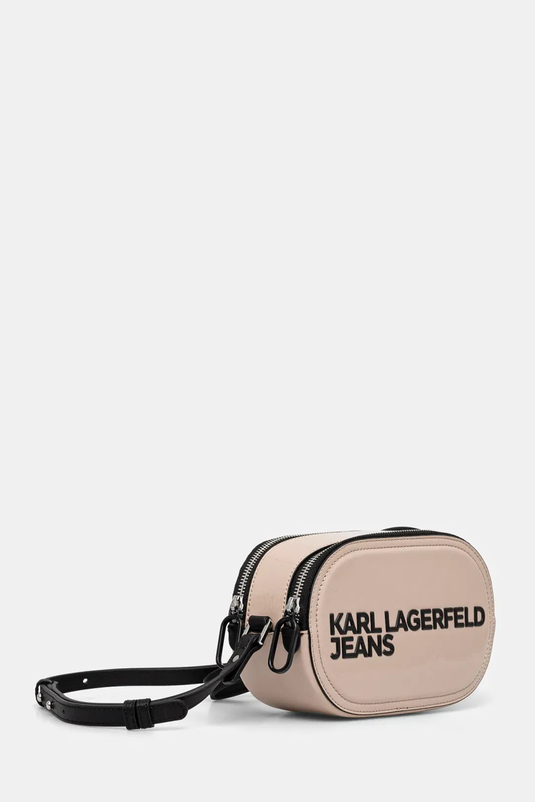 KARL LAGERFELD Borsa a tracolla donna in vinile doppia zip ovale con logo